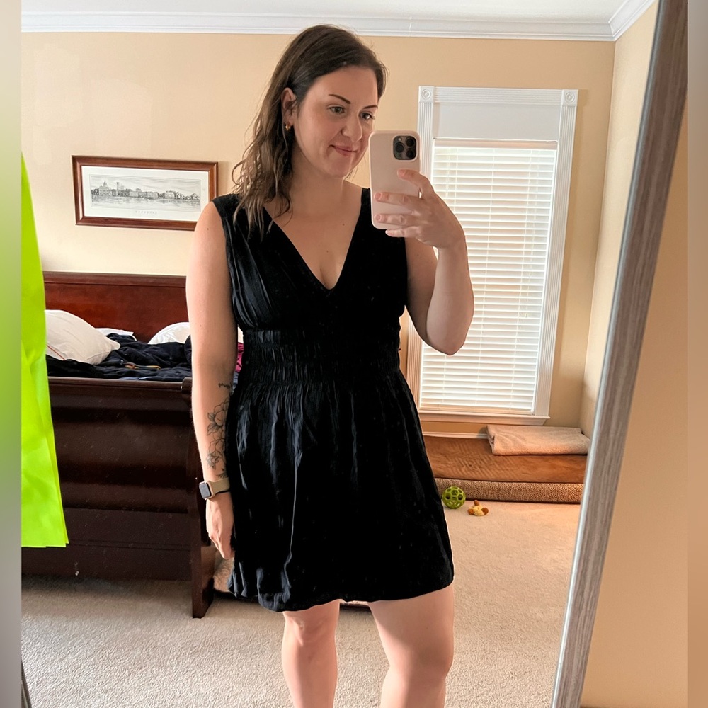 Abercrombie & Fitch Deep V Dress in Black